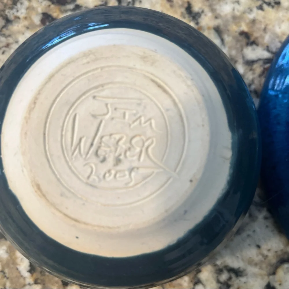 Set of two Blue Ceramic Bowls handmade 6 inches and 8 inches